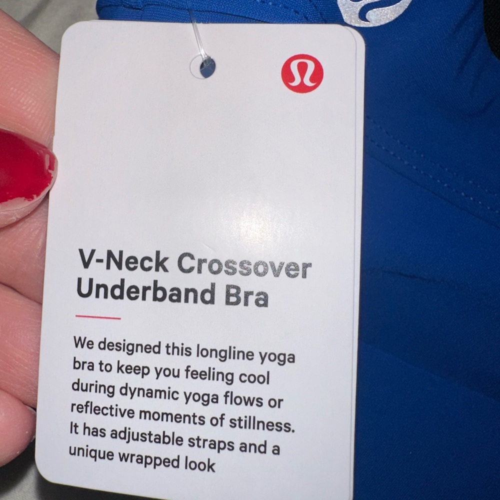 lululemon Royal Blue V Neck Crossover Sports Bra size 8 - Picture 3 of 4